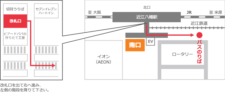 電車(JR近江八幡駅)でお越しの方